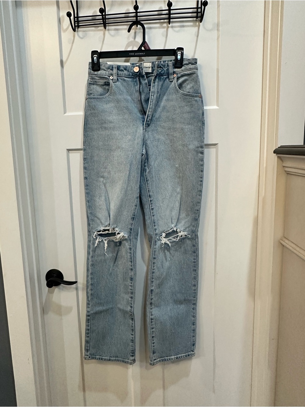 Abrand Light Blue Straight Leg Distressed Jeans